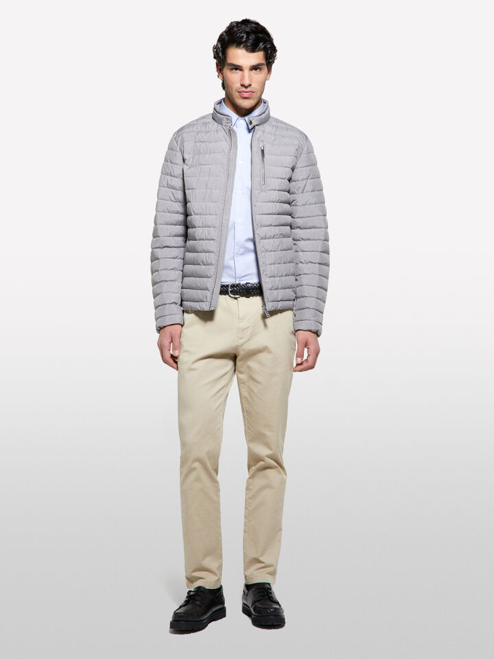 Light gray padded biker jacket - men's puffer jackets and coats - Light Gray | Sisley image number 1